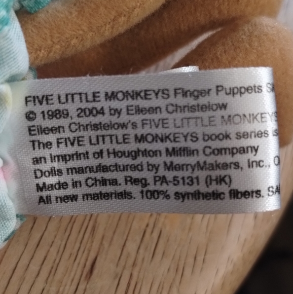 Five Little Monkeys Finger Puppet Replacement Plush in Polka Dot Blue Dress 5in - Picture 9 of 12